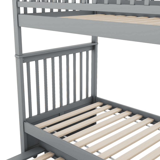 Beliche 2x90x200cm com cama de rodízio 90x190cm - com corrimão e escada - Cinzento