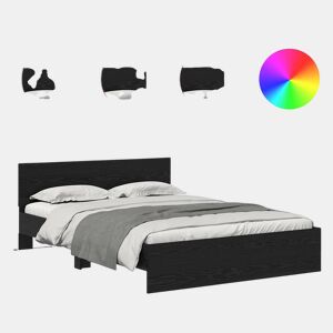 Estrutura da Cama de casal moderno com cabeceira Carvalho Preto 160 x 200 cm