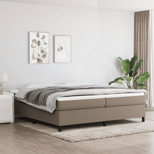 Estrutura de Cama de casal moderno com molas 200x200 cm tecido cinzento-acastanhado