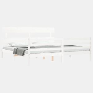 Estrutura de Cama de casal moderno com cabeceira 200x200cm madeira maciça branco