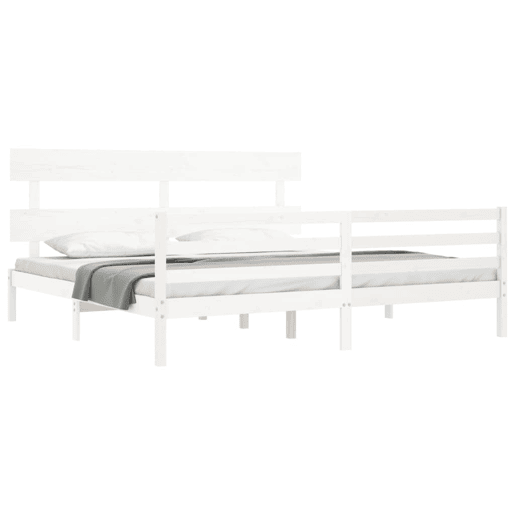 Estrutura de Cama de casal moderno com cabeceira 200x200cm madeira maciça branco