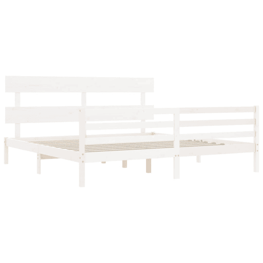 Estrutura de Cama de casal moderno com cabeceira 200x200cm madeira maciça branco