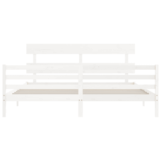 Estrutura de Cama de casal moderno com cabeceira 200x200cm madeira maciça branco