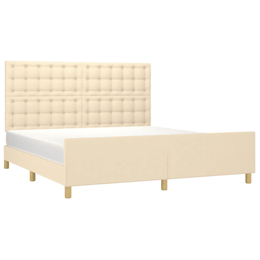 Estrutura de Cama de casal moderno em tecido cor creme 180x200 cm