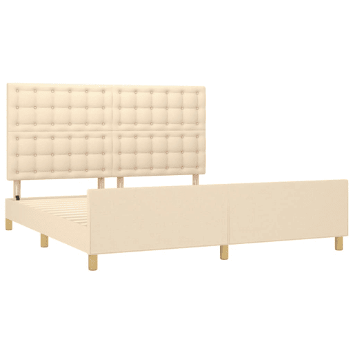 Estrutura de Cama de casal moderno em tecido cor creme 180x200 cm
