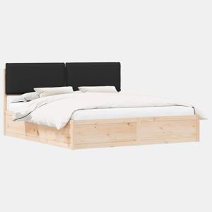 Estrutura de Cama de casal moderno com Cabeceira Estofada Preto 180 x 200 cm
