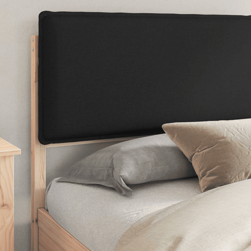 Estrutura de Cama de casal moderno com Cabeceira Estofada Preto 180 x 200 cm