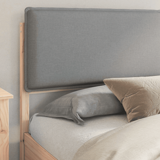 Estrutura de Cama de casal moderno com Cabeceira Estofada Cinzento-claro