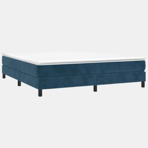 Estrutura de Cama de casal moderno com molas 160x200 cm veludo azul-escuro