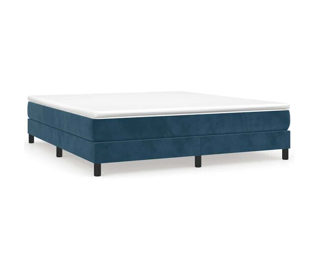 Estructura de cama doble matrimonial - con somier terciopelo azul oscuro 160x200cm