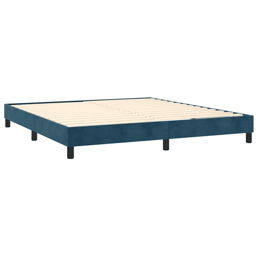 Estrutura de Cama de casal moderno com molas 160x200 cm veludo azul-escuro