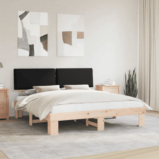 Estrutura de Cama de casal moderno com Cabeceira Estofada Preto 180 x 200 cm