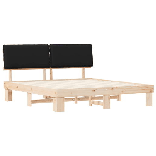 Estrutura de Cama de casal moderno com Cabeceira Estofada Preto 180 x 200 cm