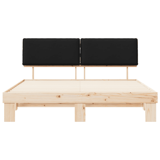 Estrutura de Cama de casal moderno com Cabeceira Estofada Preto 180 x 200 cm