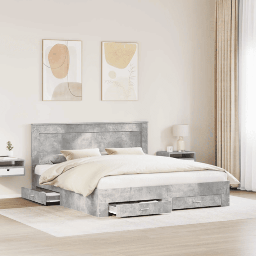 Estrutura da Cama de casal moderno para adultos com gaveta com cabeceira Madeira processada