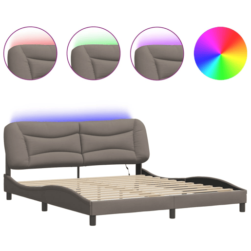 Estrutura de Cama de casal moderno com LED - 180x200 cm tecido