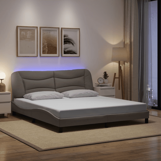 Estrutura de Cama de casal moderno com LED - 180x200 cm tecido