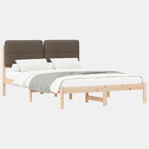 Estrutura de Cama de casal moderno com Cabeceira Estofada Cinzento-acastanhado