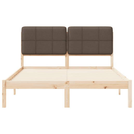 Estrutura de Cama de casal moderno com Cabeceira Estofada Cinzento-acastanhado