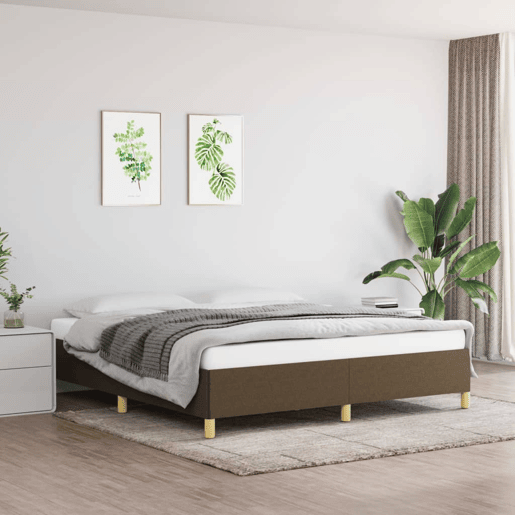 Estrutura de Cama de casal moderno com molas 160x200 cm tecido castanho-escuro Estrutura de Cama de casal moderno com molas 160x200 cm tecido castanho-escuro