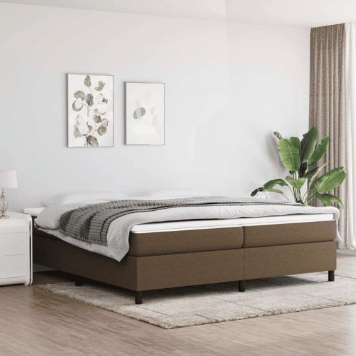 Estrutura de Cama de casal moderno com molas 200x200 cm tecido castanho-escuro