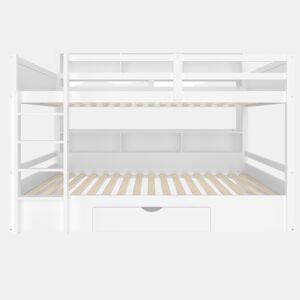 Cama beliche 90x200cm - com gavetas e compartimentos de arrumação - Branco