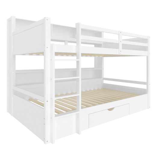 Cama beliche 90x200cm - com gavetas e compartimentos de arrumação - Branco