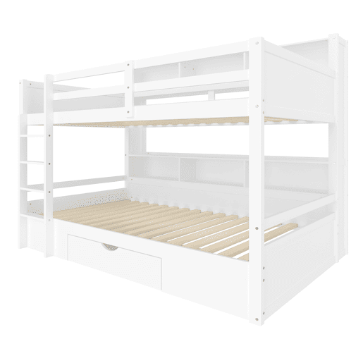 Cama beliche 90x200cm - com gavetas e compartimentos de arrumação - Branco