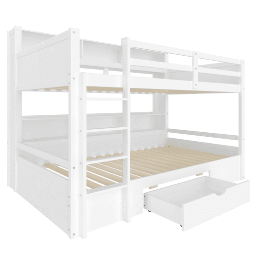 Cama beliche 90x200cm - com gavetas e compartimentos de arrumação - Branco
