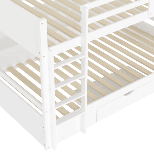 Cama beliche 90x200cm - com gavetas e compartimentos de arrumação - Branco