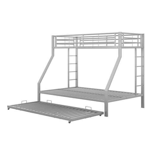 Beliche 90140x200 cm com cama com gavetão 90x190 cm - estrutura metálica - Prata