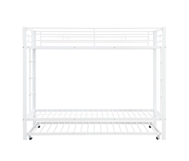 Litera de metal de 90x200 cm - con cama nido con ruedas de 90x190 cm - blanco