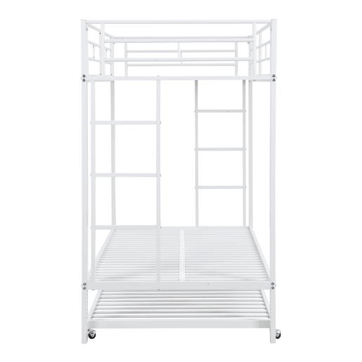 Beliche de metal 90x200 cm - com cama com rodízios 90x190 cm - Branco