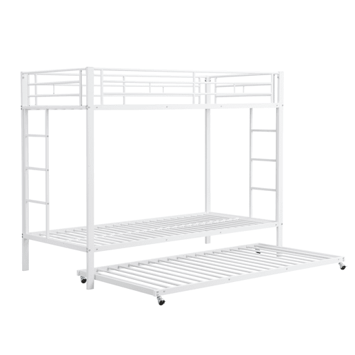 Beliche de metal 90x200 cm - com cama com rodízios 90x190 cm - Branco