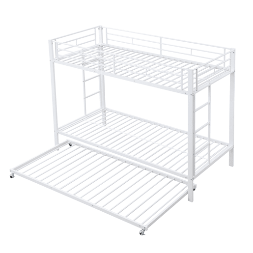 Beliche de metal 90x200 cm - com cama com rodízios 90x190 cm - Branco