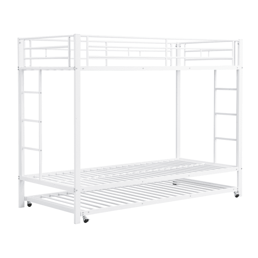 Beliche de metal 90x200 cm - com cama com rodízios 90x190 cm - Branco