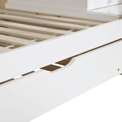 Beliche 90x200cm + cama de rodízio 90x190cm - cama de rodízio para crianças com escada para arrumação - madeira maciça - Branco