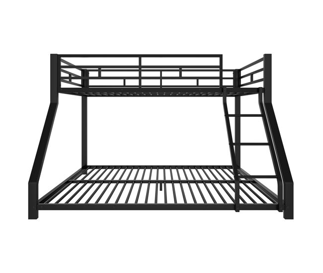 Cama litera, 90200 cm + 140200 cm - con barandilla, escalera, certificado en747, sin colchón - negro