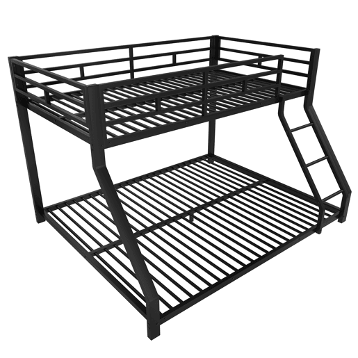 Cama beliche, 90200 cm + 140200 cm - com grade, escada, certificado EN747, sem colchão - Preto Cama beliche, 90200 cm + 140200 cm - com grade, escada, certificado EN747, sem colchão - Preto