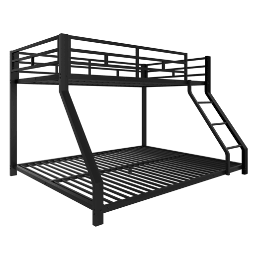 Cama beliche, 90200 cm + 140200 cm - com grade, escada, certificado EN747, sem colchão - Preto Cama beliche, 90200 cm + 140200 cm - com grade, escada, certificado EN747, sem colchão - Preto