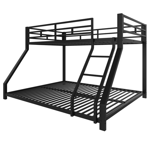 Cama beliche, 90200 cm + 140200 cm - com grade, escada, certificado EN747, sem colchão - Preto Cama beliche, 90200 cm + 140200 cm - com grade, escada, certificado EN747, sem colchão - Preto