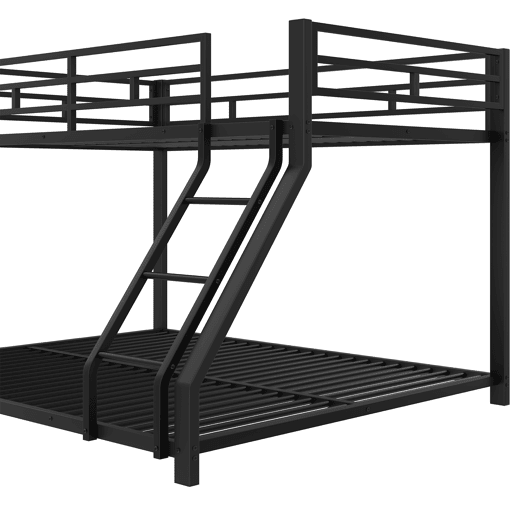Cama beliche, 90200 cm + 140200 cm - com grade, escada, certificado EN747, sem colchão - Preto Cama beliche, 90200 cm + 140200 cm - com grade, escada, certificado EN747, sem colchão - Preto