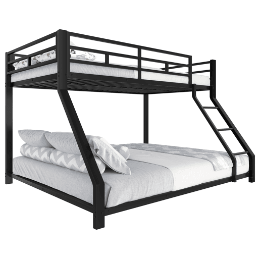 Cama beliche, 90200 cm + 140200 cm - com grade, escada, certificado EN747, sem colchão - Preto Cama beliche, 90200 cm + 140200 cm - com grade, escada, certificado EN747, sem colchão - Preto