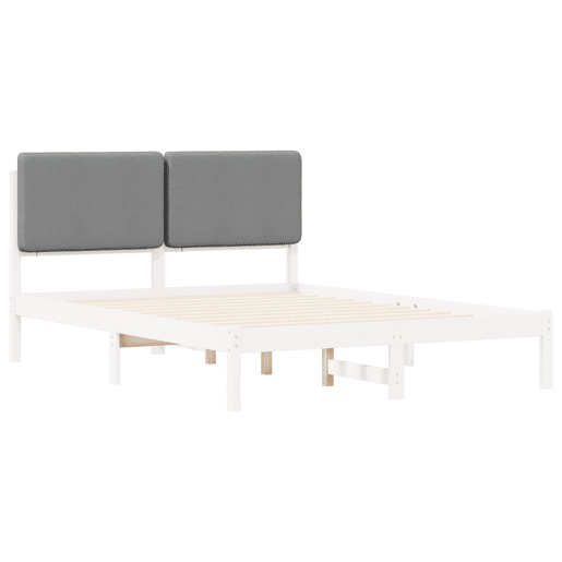 Estrutura de Cama de casal moderno com Cabeceira Estofada Cinzento-claro