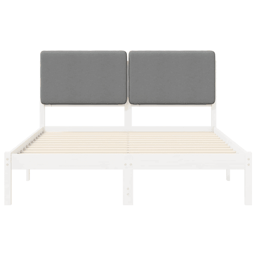 Estrutura de Cama de casal moderno com Cabeceira Estofada Cinzento-claro