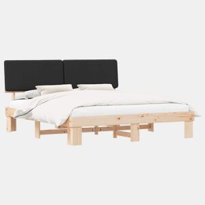 Estrutura de Cama de casal moderno com Cabeceira Estofada Preto 180 x 200 cm