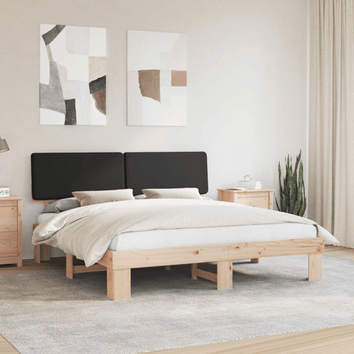 Estrutura de Cama de casal moderno com Cabeceira Estofada Preto 180 x 200 cm