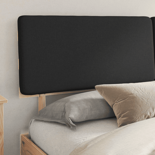 Estrutura de Cama de casal moderno com Cabeceira Estofada Preto 180 x 200 cm
