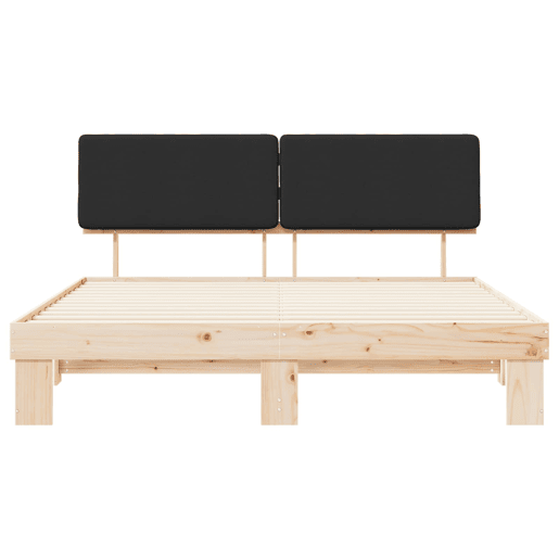 Estrutura de Cama de casal moderno com Cabeceira Estofada Preto 180 x 200 cm