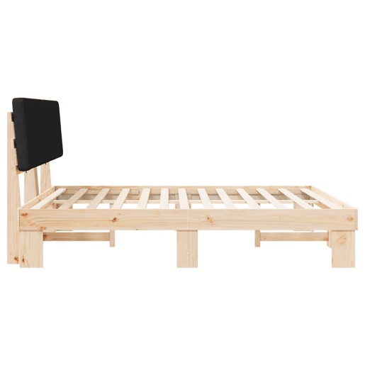 Estrutura de Cama de casal moderno com Cabeceira Estofada Preto 180 x 200 cm